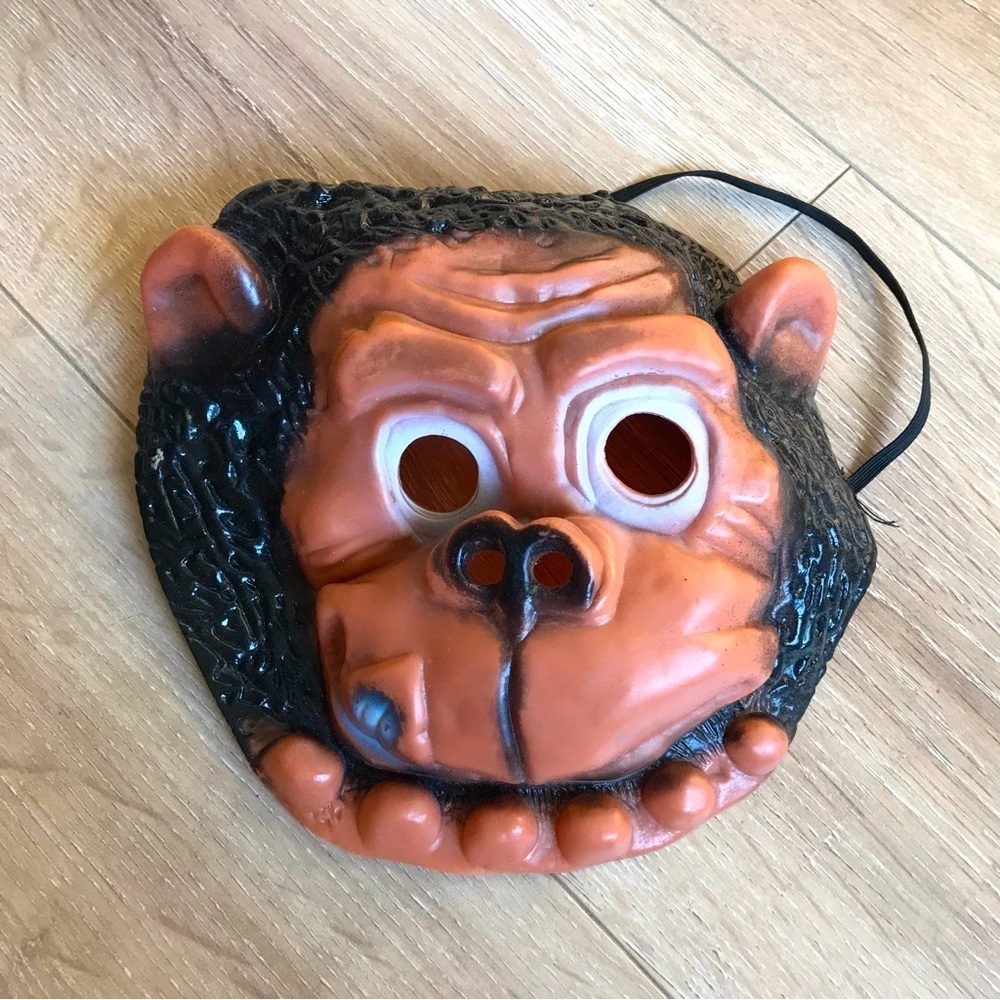 Vintage rubber vinyl retro monkey chimp face mask Halloween costume dress up